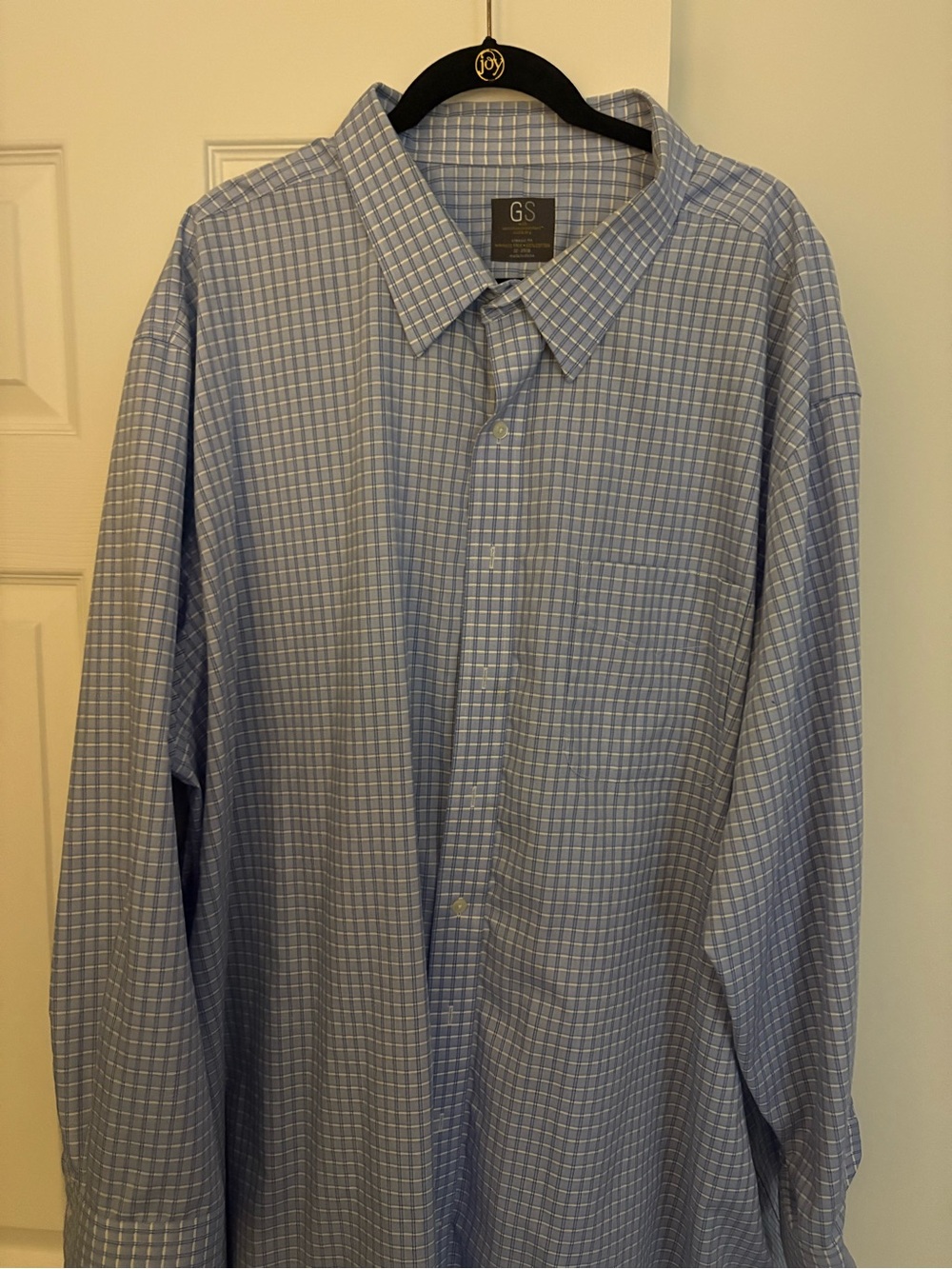 GS Blue Checked Long-Sleeve Dress Shirt